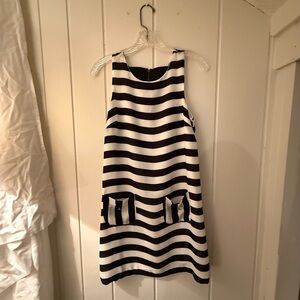 Monteau Black and White Wave Pattern Mini Dress
